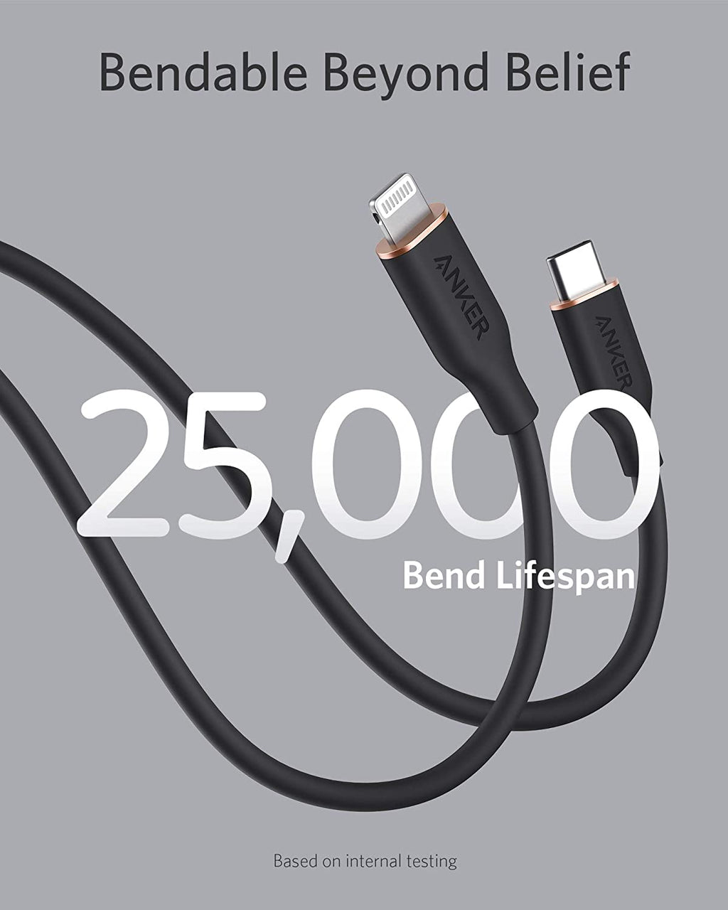 Anker <b>641</b> USB-C to Lightning Cable (Flow, 3 ft Silicone)